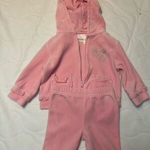 Miniwear Pink Velour Hoodie Set
